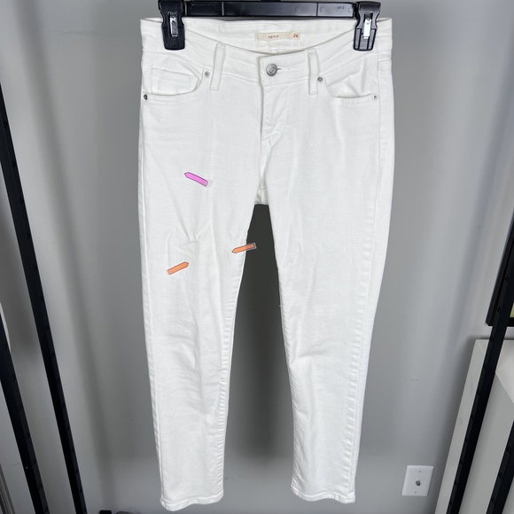 ON THRED UP - Levi's White Denim 712 Slim Size 26 - Picture 3 of 15